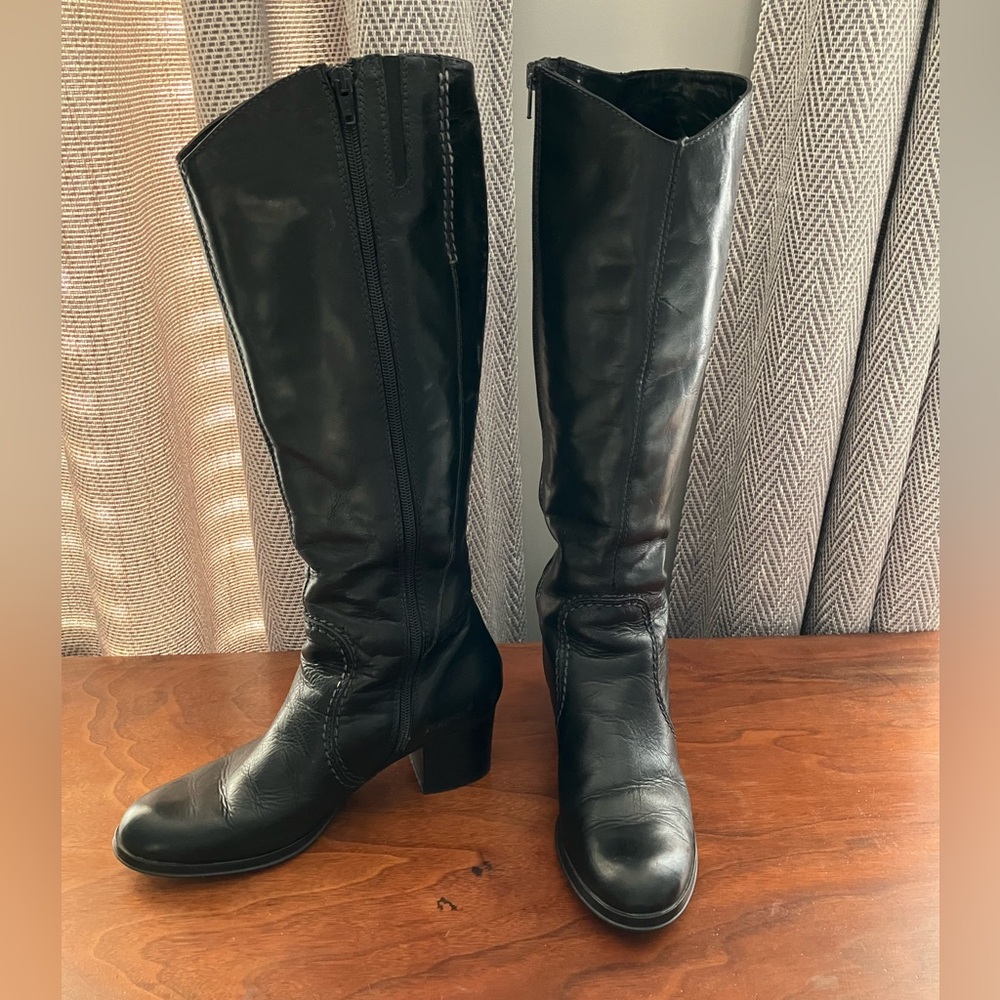 Italian Black Heeled Boots for Women